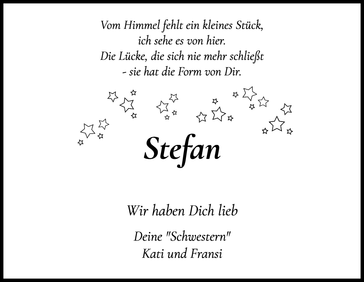 Traueranzeige von Stefan Wermann von Die Norddeutsche