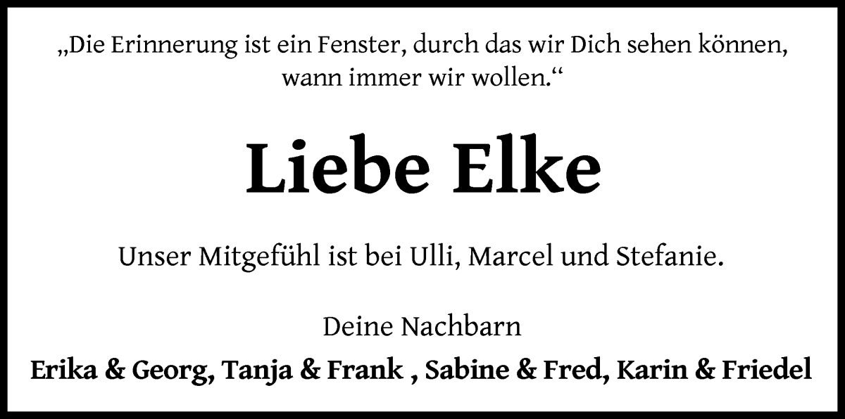 Traueranzeige von Elke Kropp von WESER-KURIER
