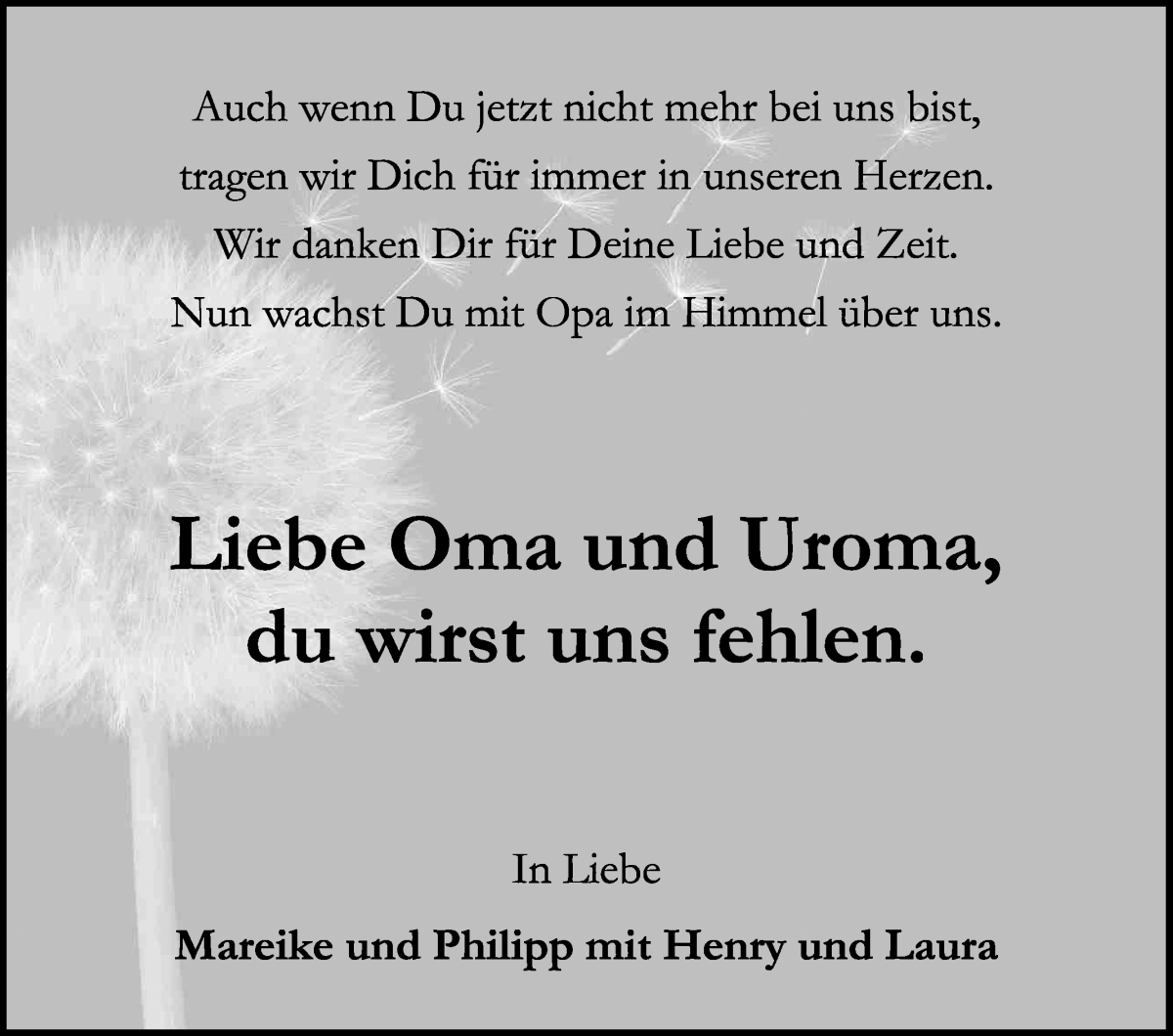 Traueranzeige von Helma Klüver von WESER-KURIER