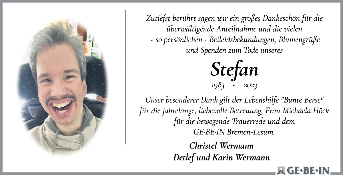 Traueranzeige von Stefan Wermann von Die Norddeutsche