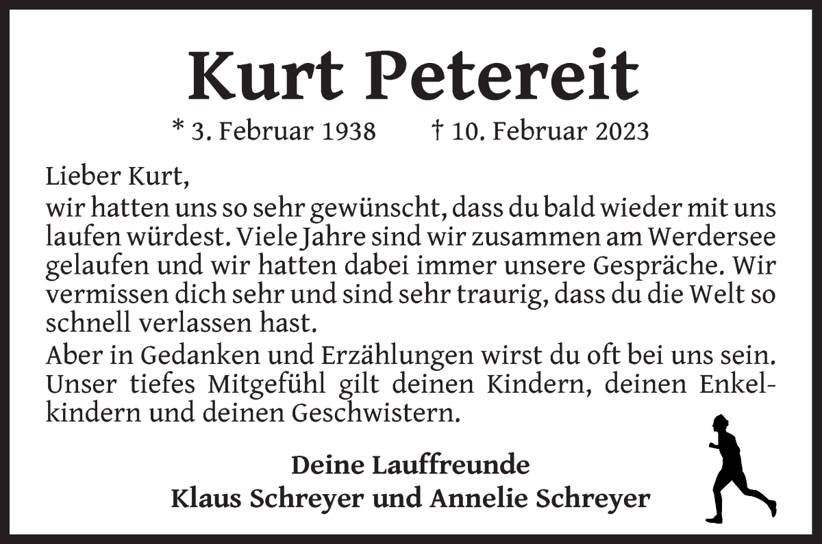 Traueranzeige von Kurt Petereit von WESER-KURIER