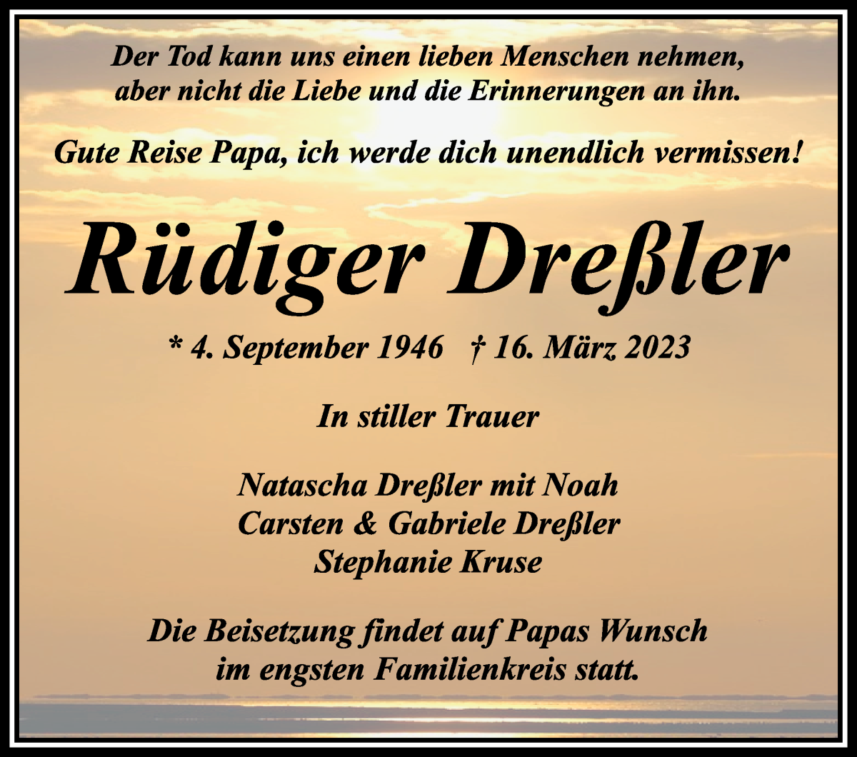 Traueranzeige von Rüdiger Dreßler von WESER-KURIER