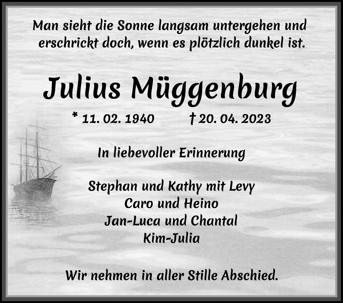 Traueranzeige von Julius Müggenburg von WESER-KURIER