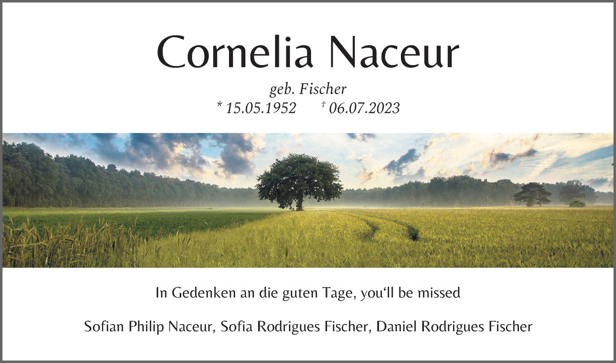 Traueranzeige von Cornelia Naceur von Osterholzer Kreisblatt