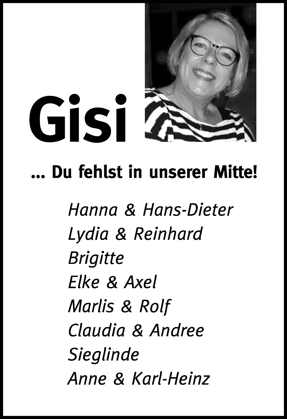 Traueranzeige von Gisela Nehring von WESER-KURIER
