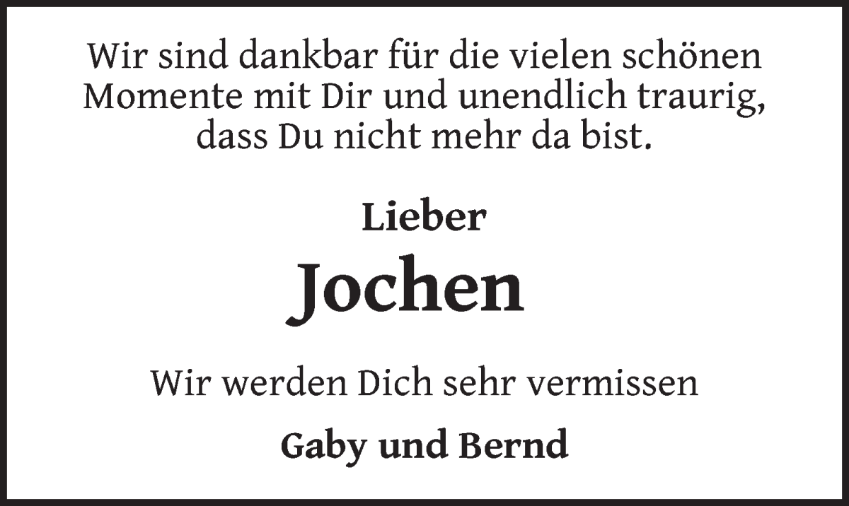 Traueranzeige von Jochen Volland von WESER-KURIER