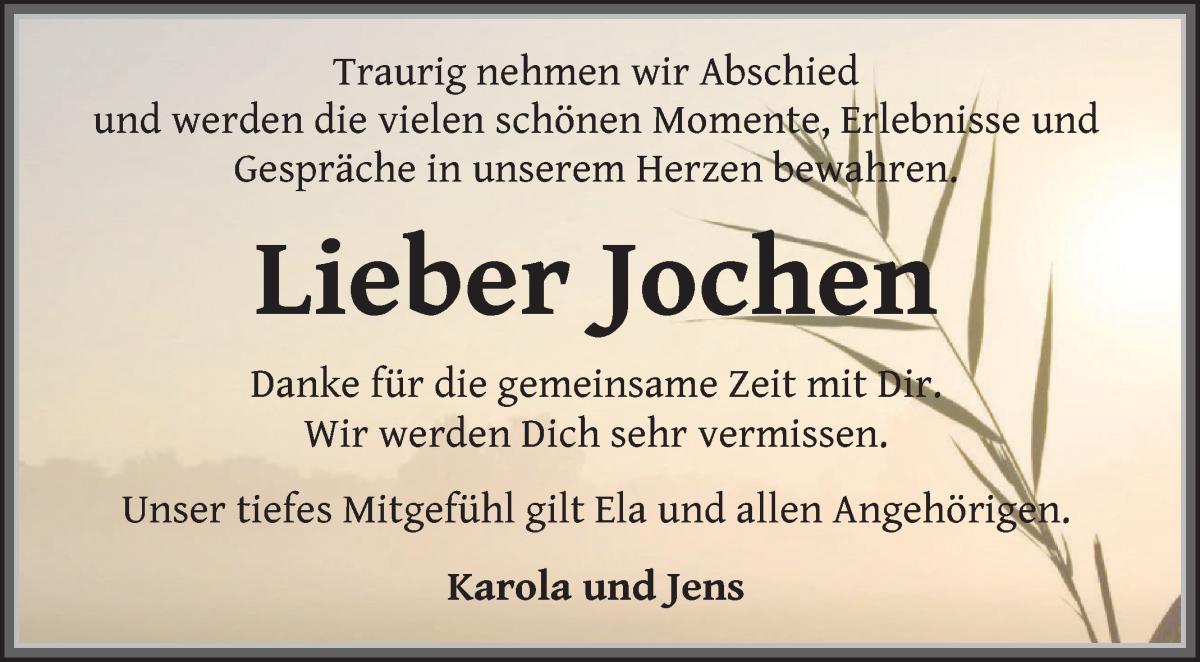 Traueranzeige von Jochen Volland von WESER-KURIER