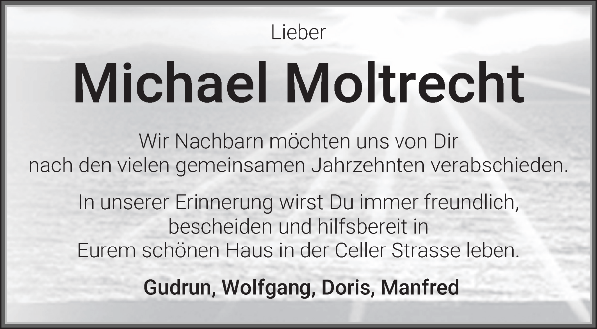 Traueranzeige von Michael Moltrecht von WESER-KURIER