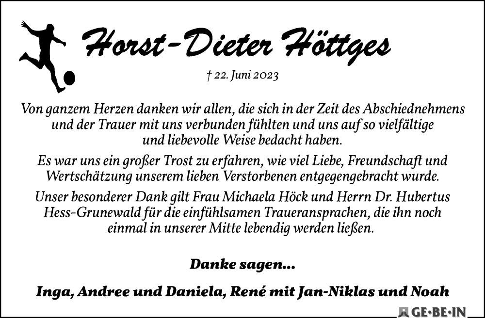 Traueranzeige von Horst-Dieter Höttges von WESER-KURIER