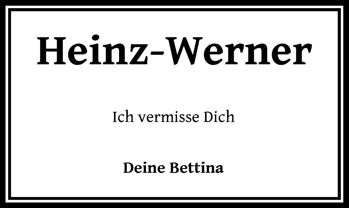 Traueranzeige von Heinz-Werner Hempel von WESER-KURIER
