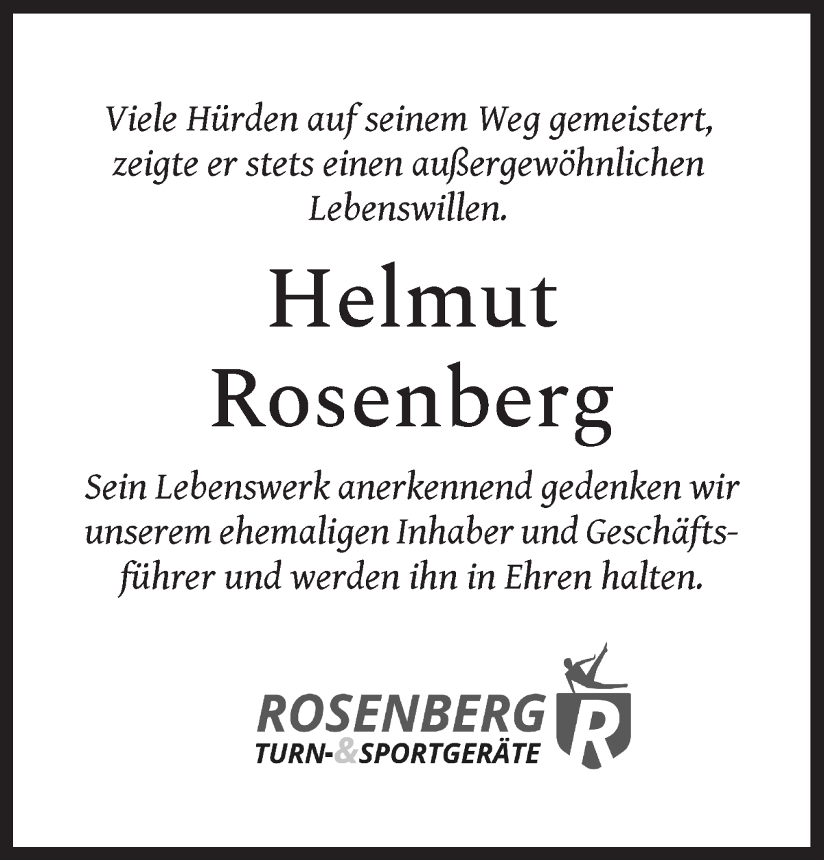 Traueranzeige von Helmut Rosenberg von WESER-KURIER