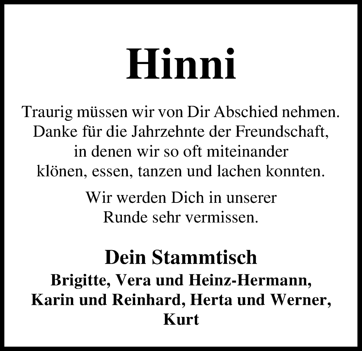 Traueranzeige von Hinrich Breden von Osterholzer Kreisblatt