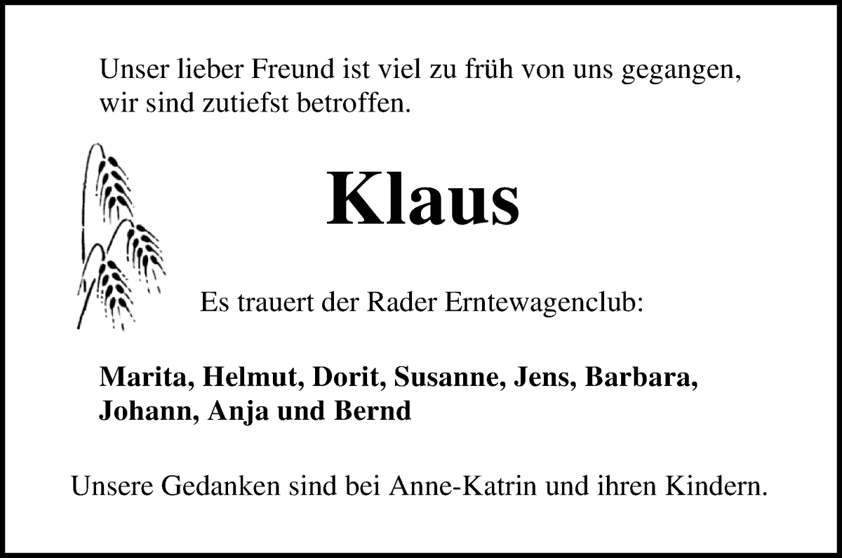 Traueranzeige von Klaus Bullwinkel von Die Norddeutsche