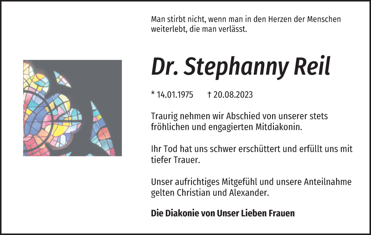 Traueranzeige von Stephanny Reil von WESER-KURIER