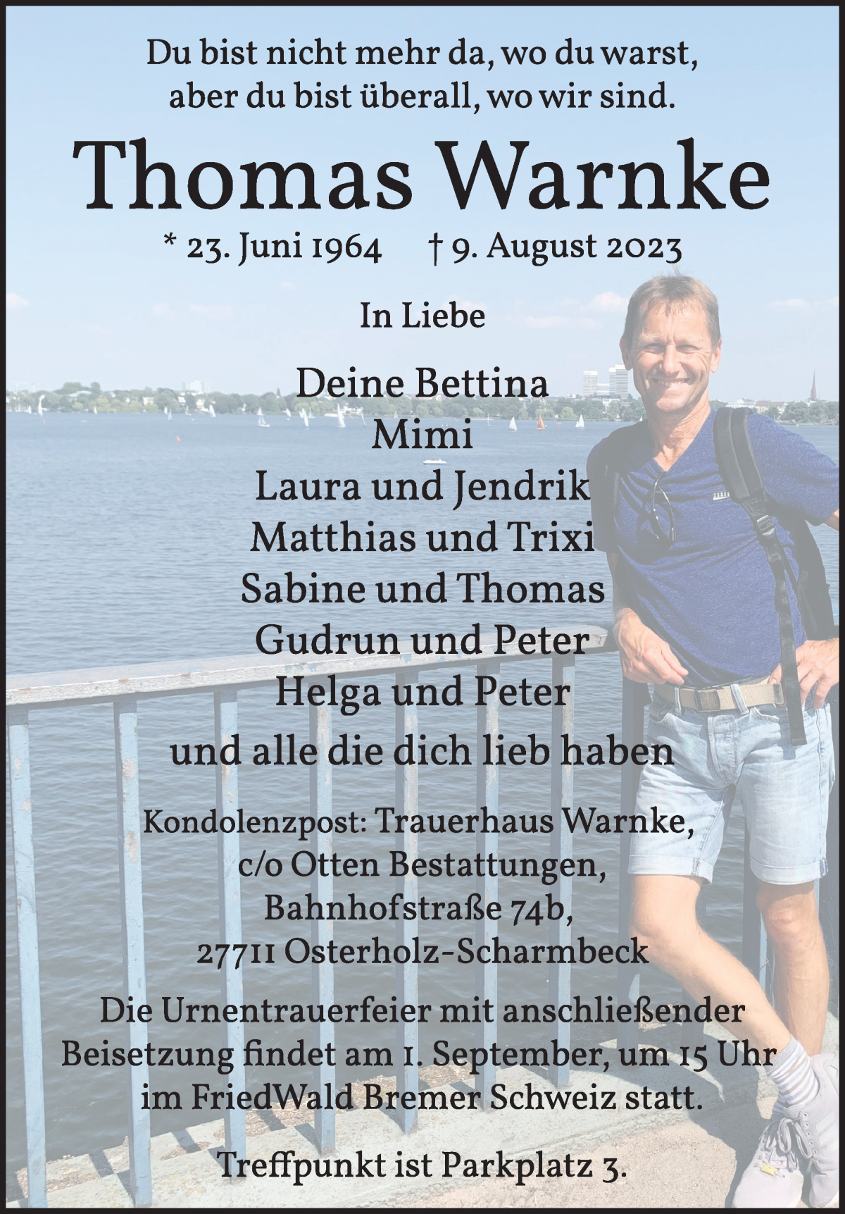 Traueranzeige von Thomas Warnke von WESER-KURIER