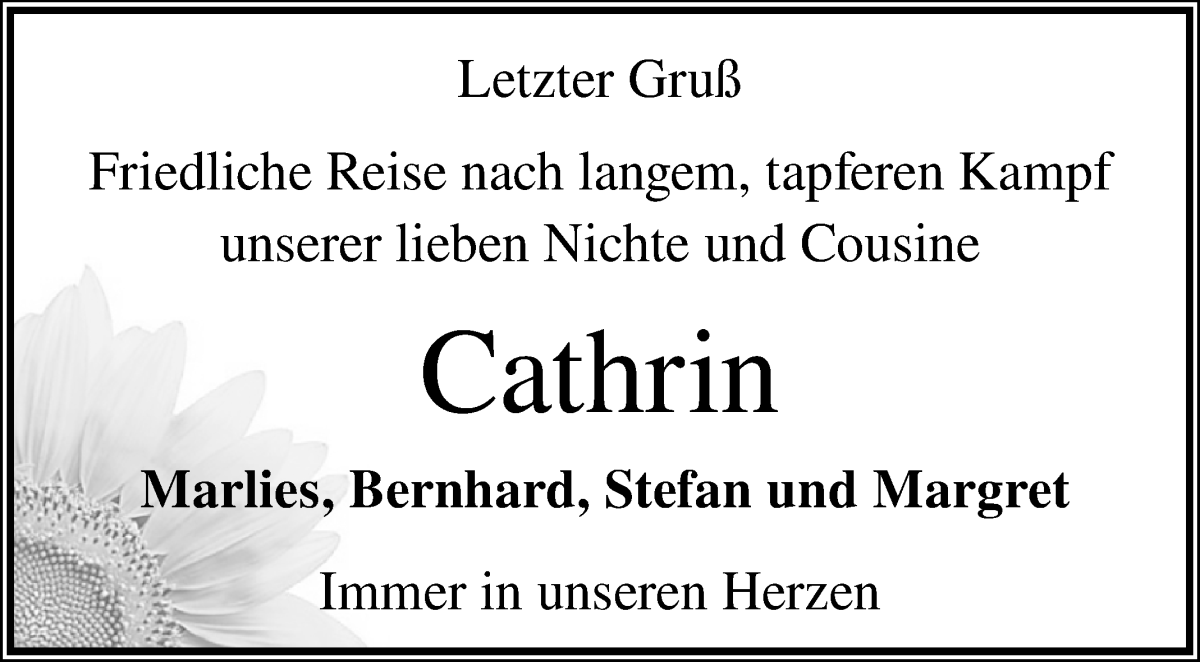 Traueranzeige von Cathrin Rolf von Osterholzer Kreisblatt