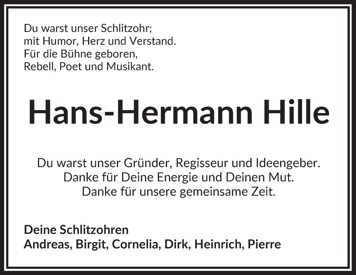Traueranzeige von Hans-Hermann Hille von Achimer Kurier/Verdener Nachrichten