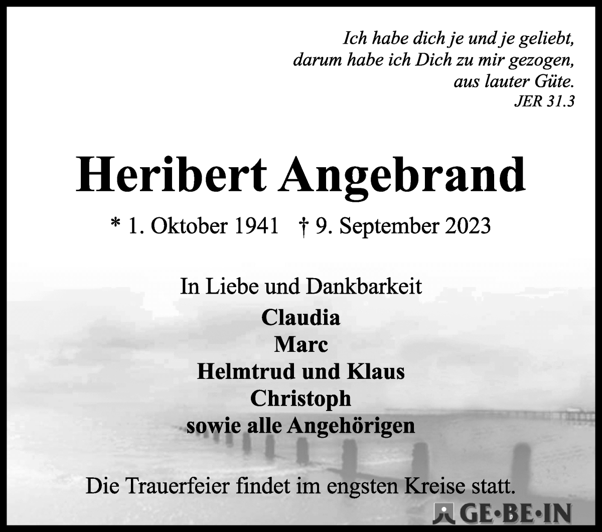 Traueranzeige von Heribert Angebrand von WESER-KURIER