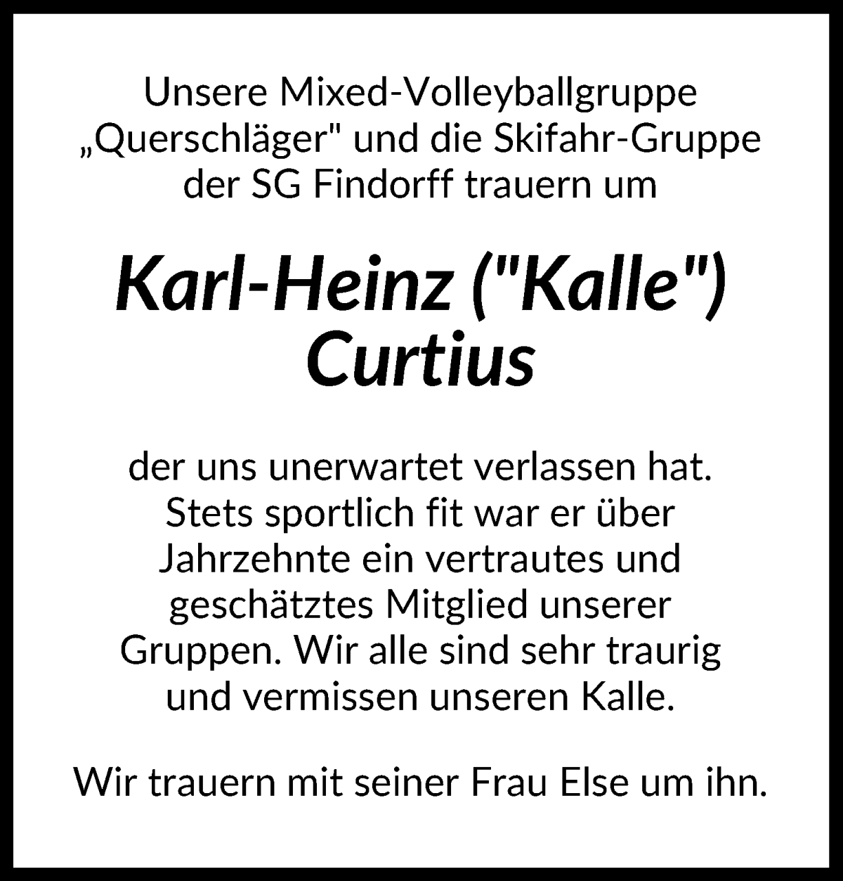 Traueranzeige von Karl-Heinz Curtius von WESER-KURIER