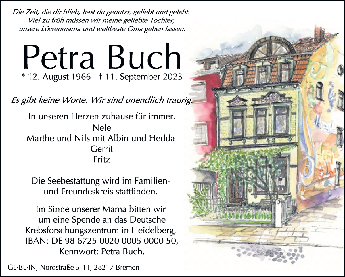 Traueranzeige von Petra Buch von WESER-KURIER