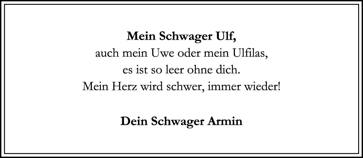 Traueranzeige von Ulf Schomburg von WESER-KURIER