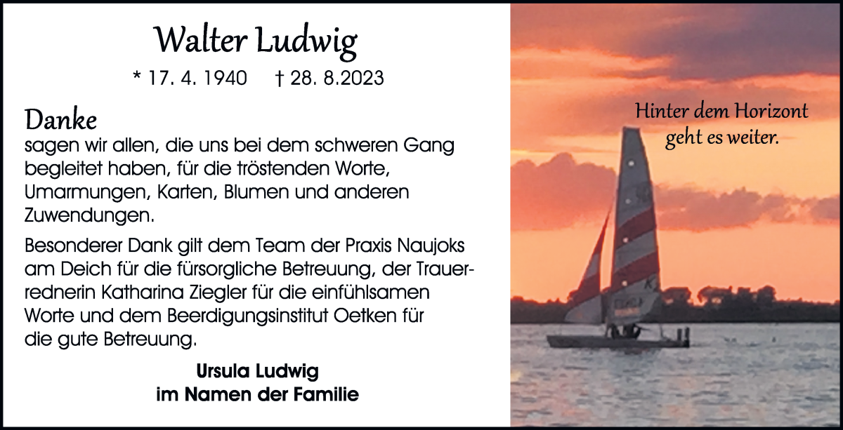 Traueranzeige von Walter Ludwig von Die Norddeutsche