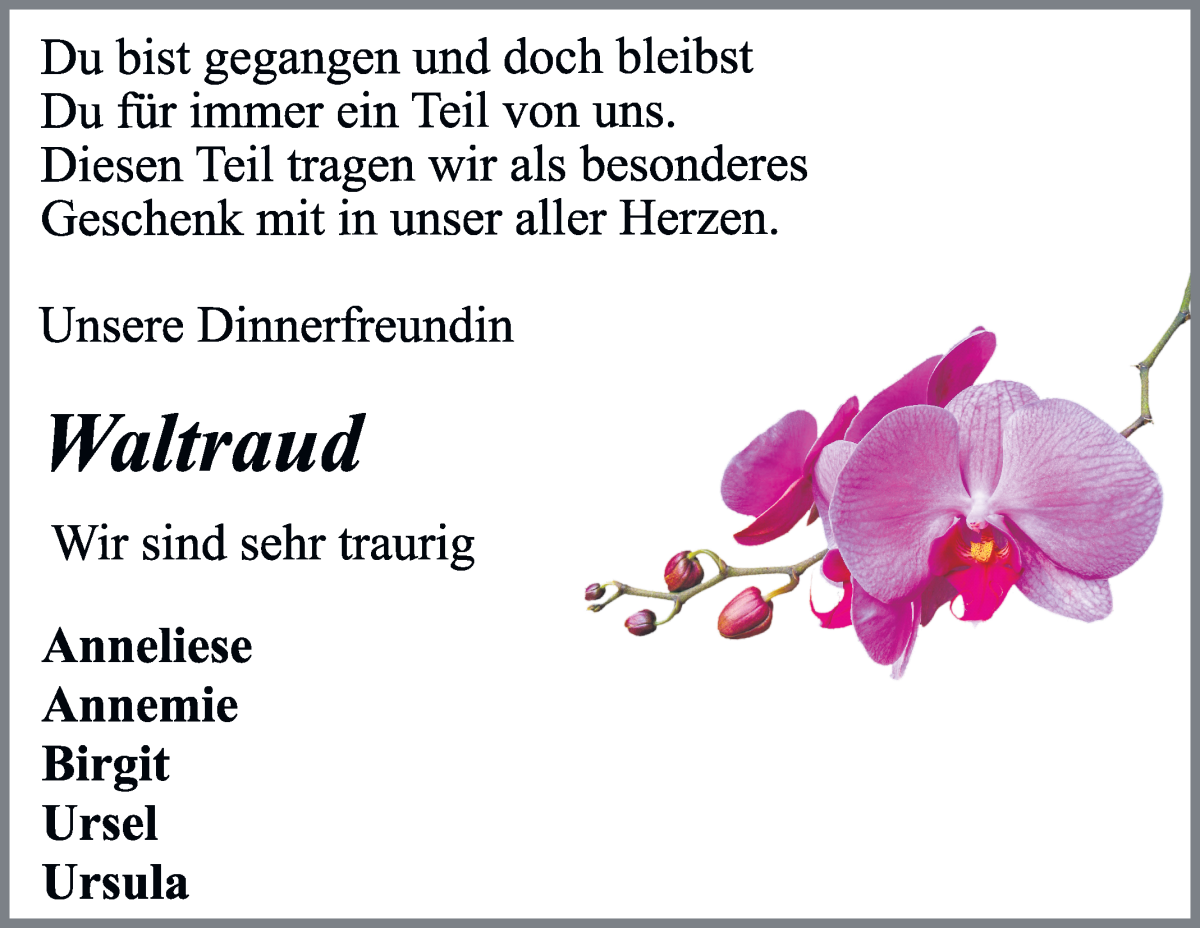Traueranzeige von Waltraud Lachmund von Wuemme Zeitung