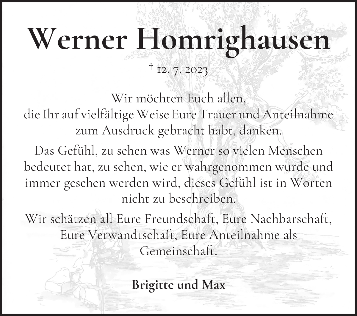 Traueranzeige von Werner Homrighausen von WESER-KURIER