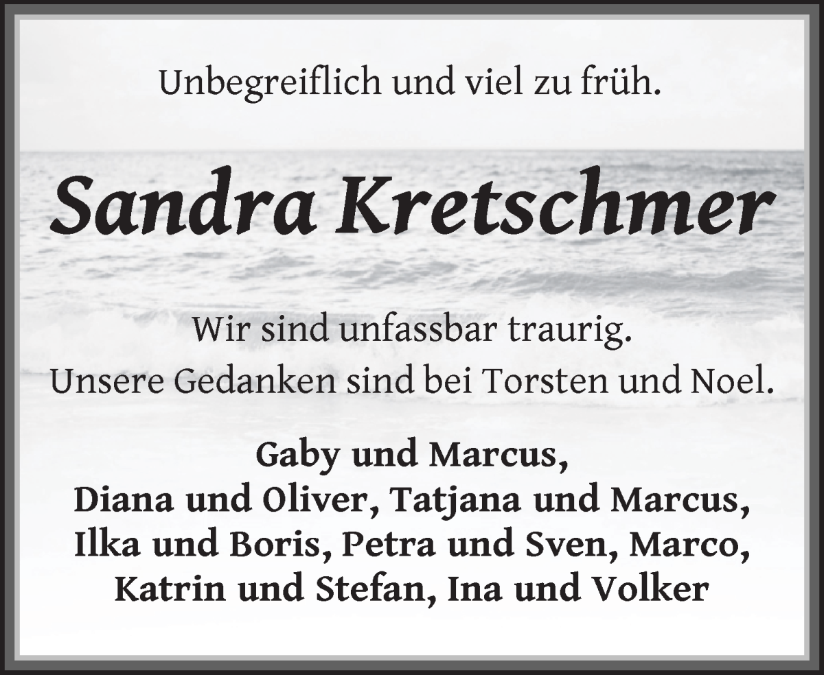 Traueranzeige von Sandra Kretschmer von WESER-KURIER