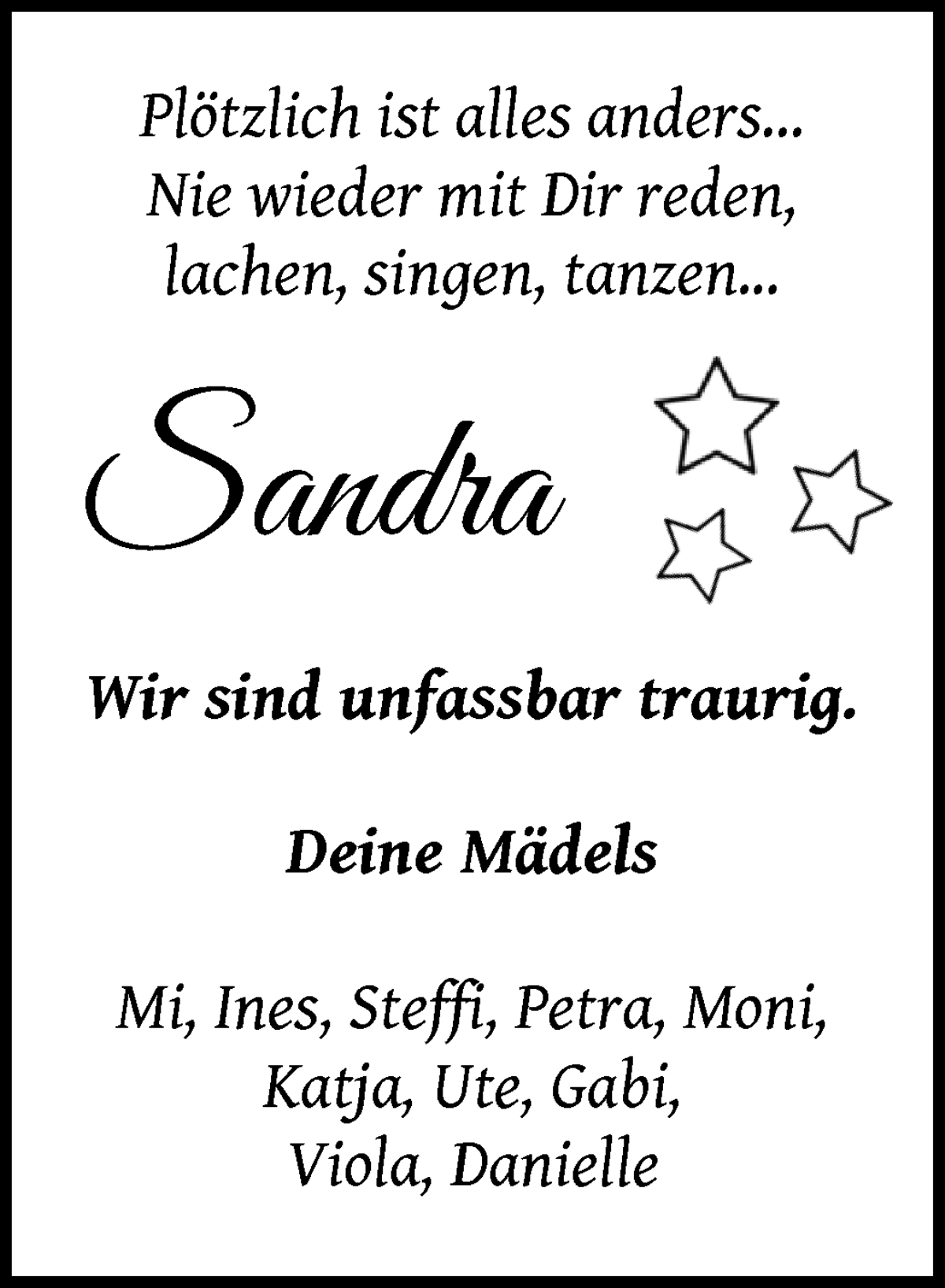 Traueranzeige von Sandra Kretschmer von WESER-KURIER