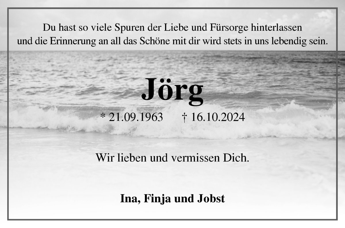 Traueranzeige von Jörg Bauer von WESER-KURIER