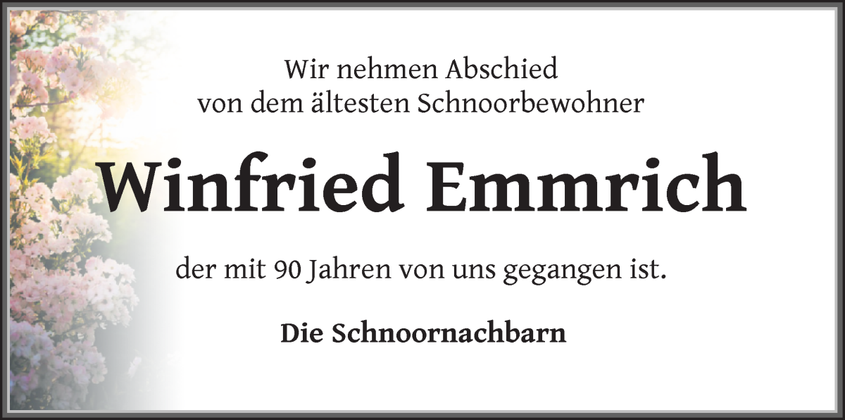 Traueranzeige von Winnfried Emmrich von WESER-KURIER