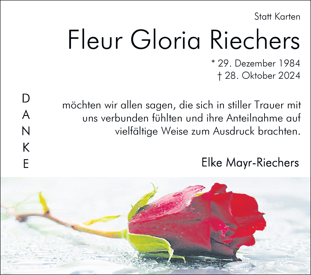 Traueranzeige von Fleur Gloria Riechers von WESER-KURIER
