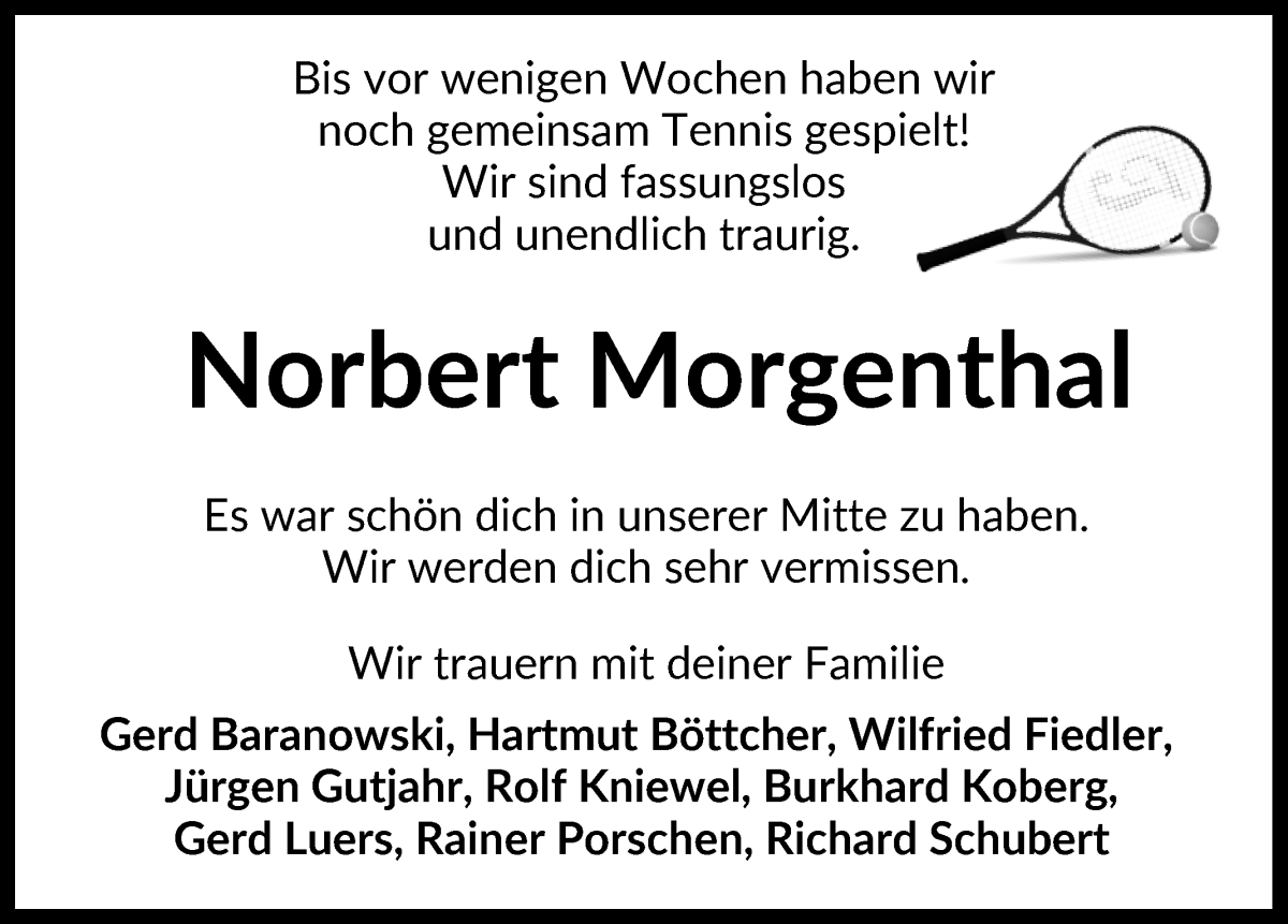 Traueranzeige von Norbert Morgenthal von WESER-KURIER