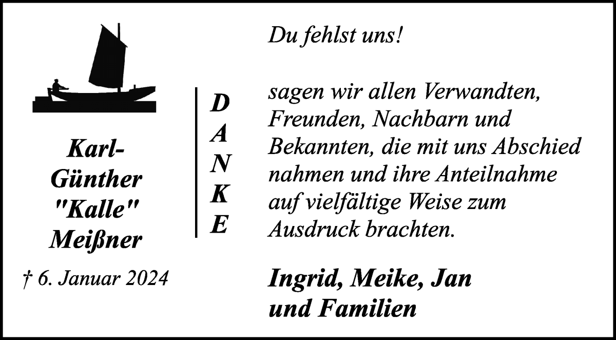 Traueranzeige von Karl-Günther Kalle Meißner von WESER-KURIER