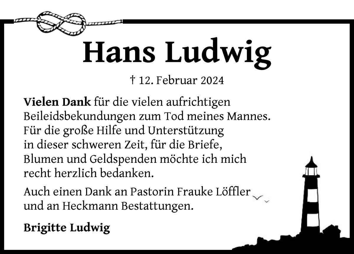 Traueranzeige von Hans Ludwig von Die Norddeutsche