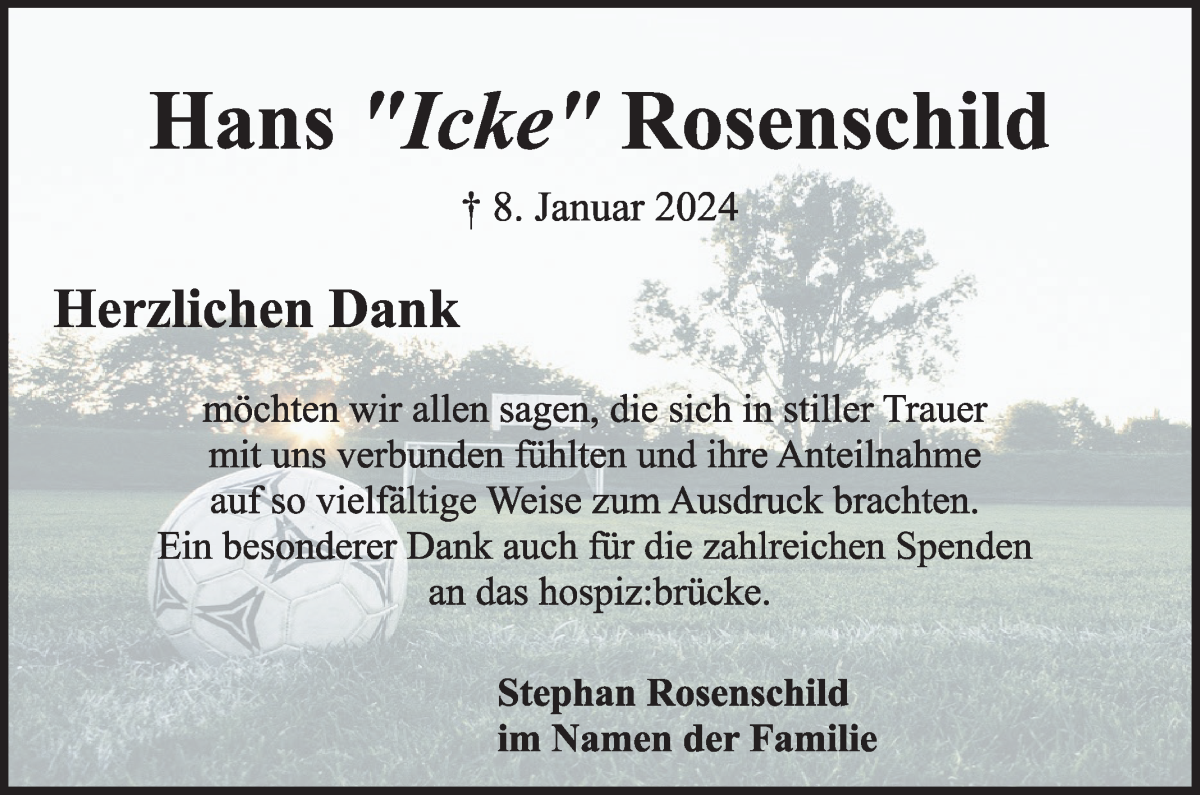 Traueranzeige von Hans Rosenschild von WESER-KURIER