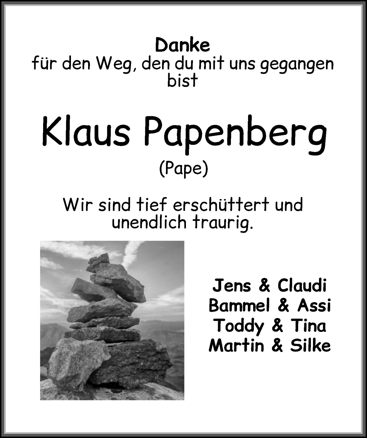 Traueranzeige von Klaus Papenberg von WESER-KURIER