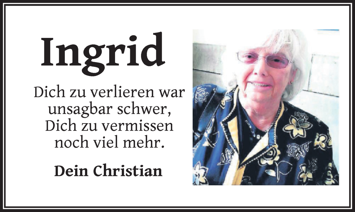 Traueranzeige von Ingrid  von WESER-KURIER
