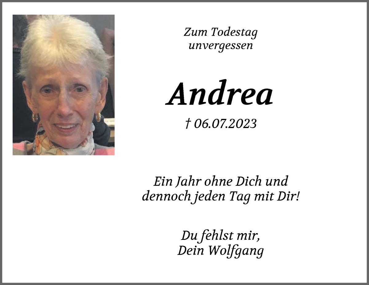 Traueranzeige von Andrea Glade von WESER-KURIER