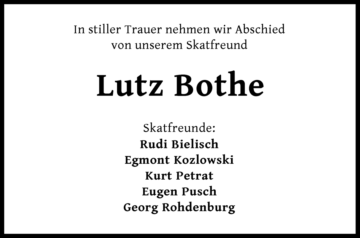 Traueranzeige von Lutz Bohte von Wuemme Zeitung