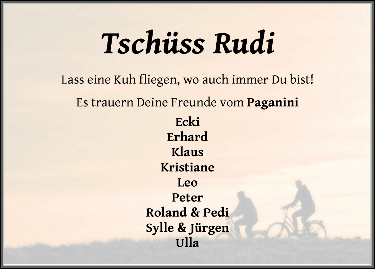 Traueranzeige von Rudi Ripke von WESER-KURIER