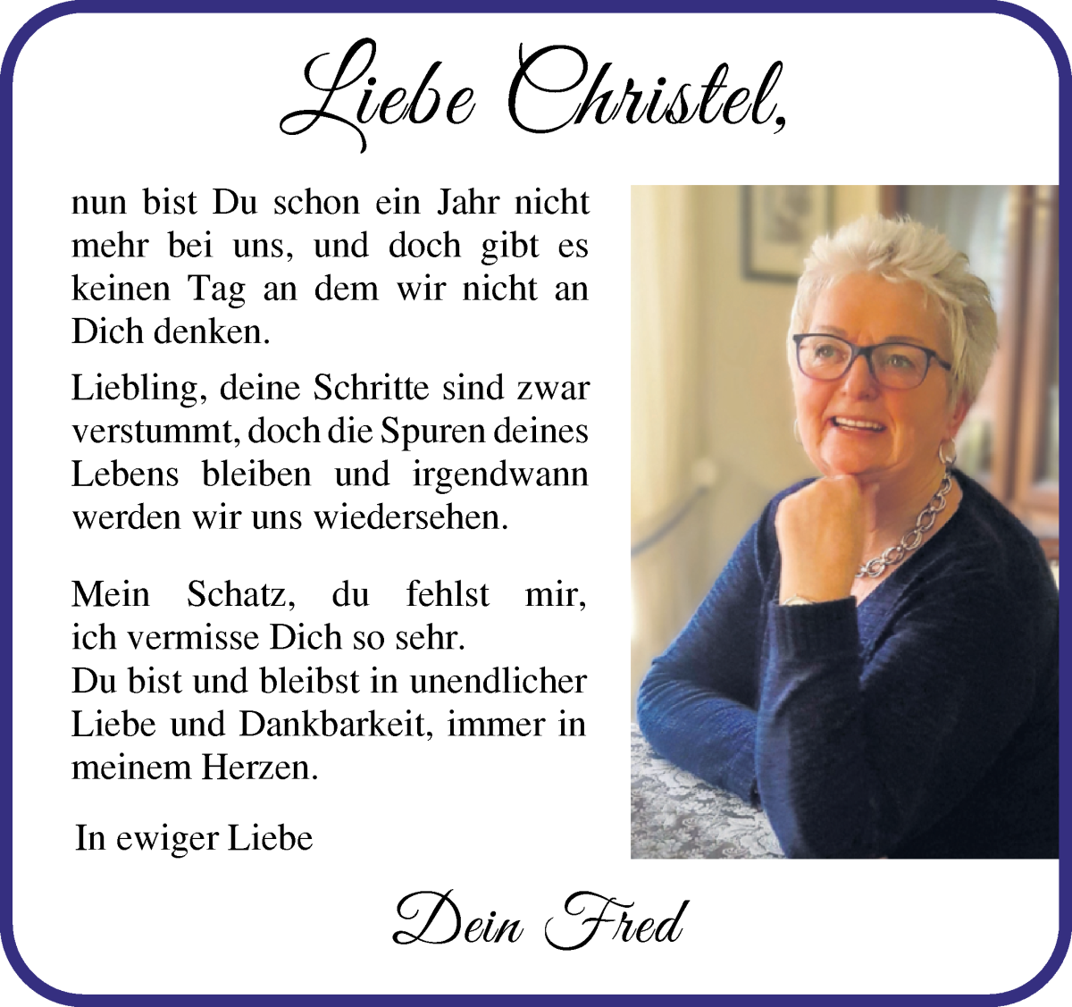 Traueranzeige von Christel  von WESER-KURIER