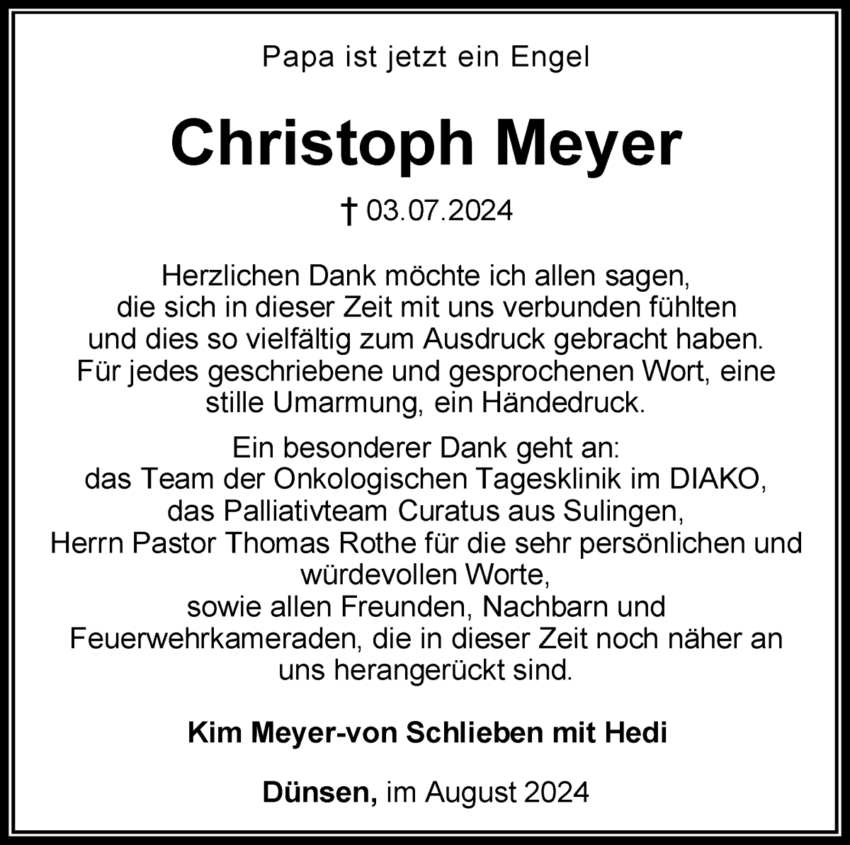 Traueranzeige von Christoph Meyer von WESER-KURIER