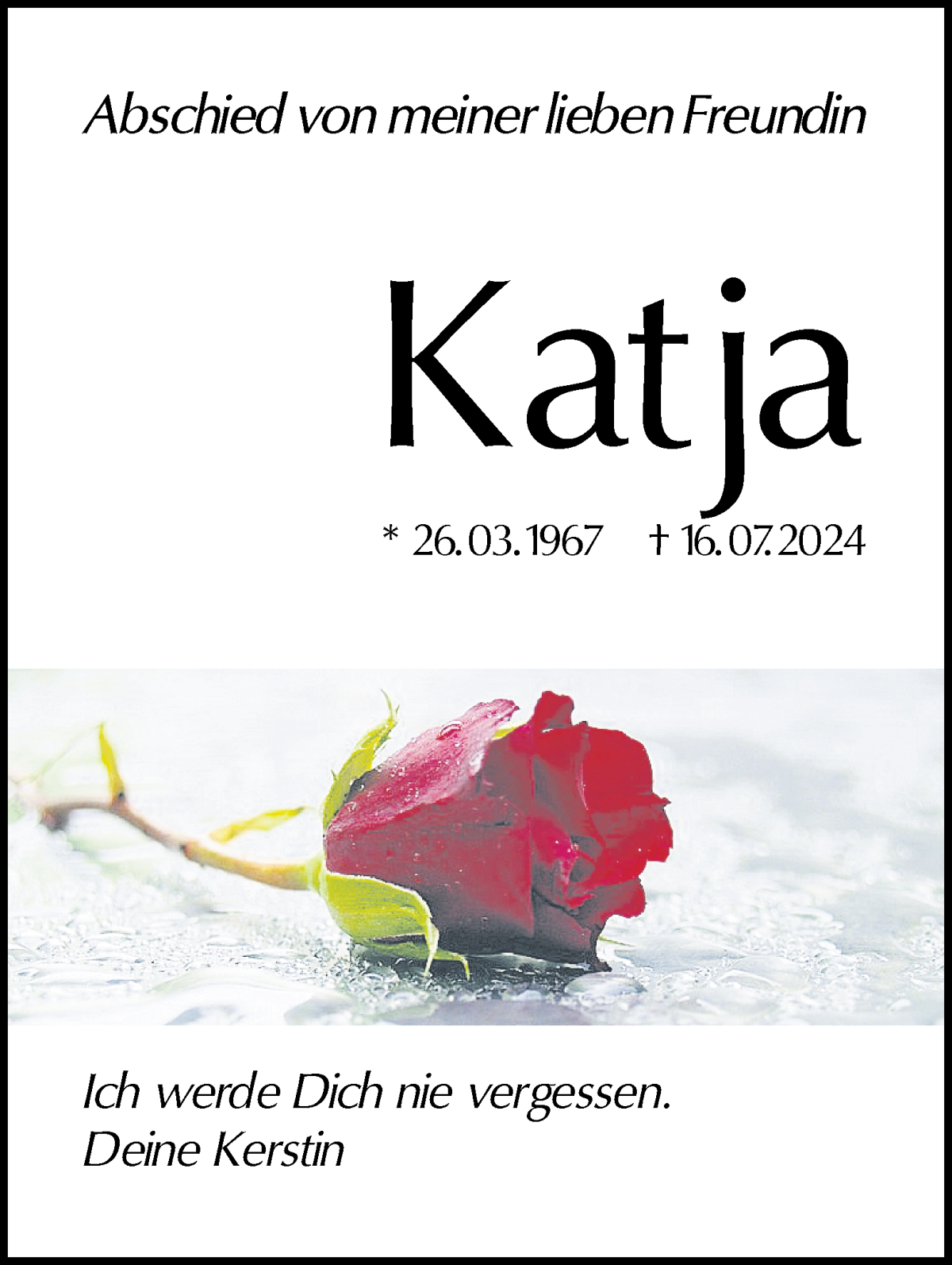 Traueranzeige von Katja Heuer von WESER-KURIER
