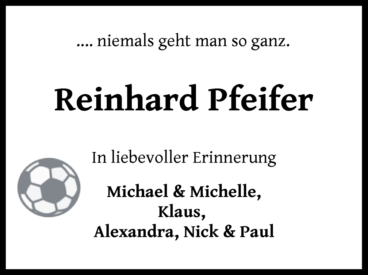 Traueranzeige von Reinhard Pfeifer von WESER-KURIER