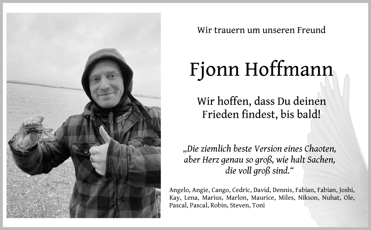 Traueranzeige von Fjonn Hoffmann von Die Norddeutsche