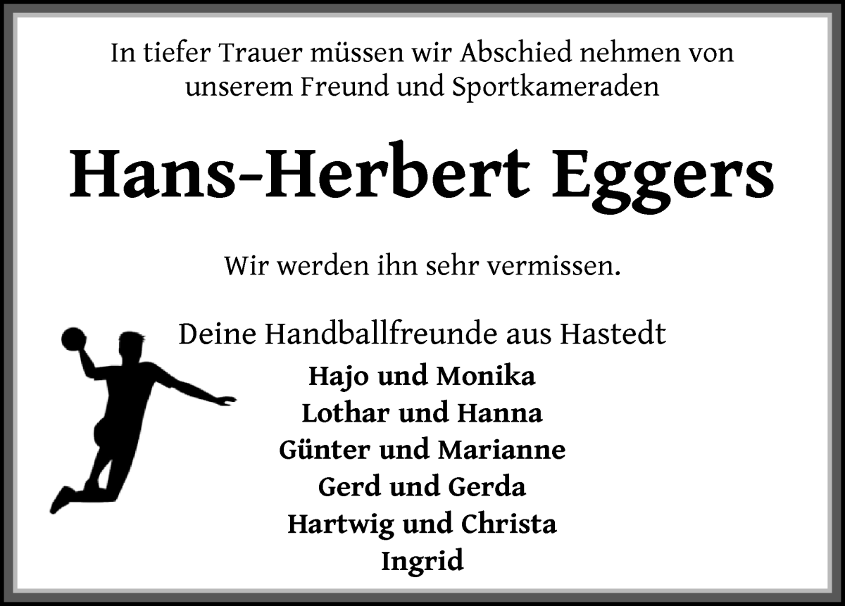 Traueranzeige von Hans-Herbert Eggers von WESER-KURIER