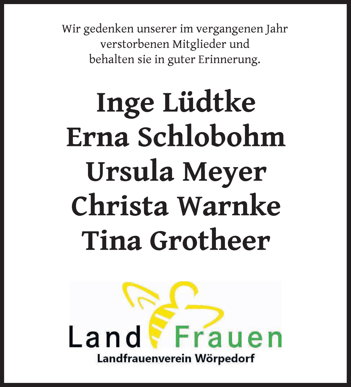 Traueranzeige von Im Gedenken 2024 von Wuemme Zeitung