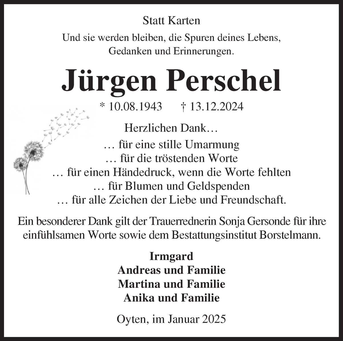 Traueranzeige von Jürgen Perschel von WESER-KURIER